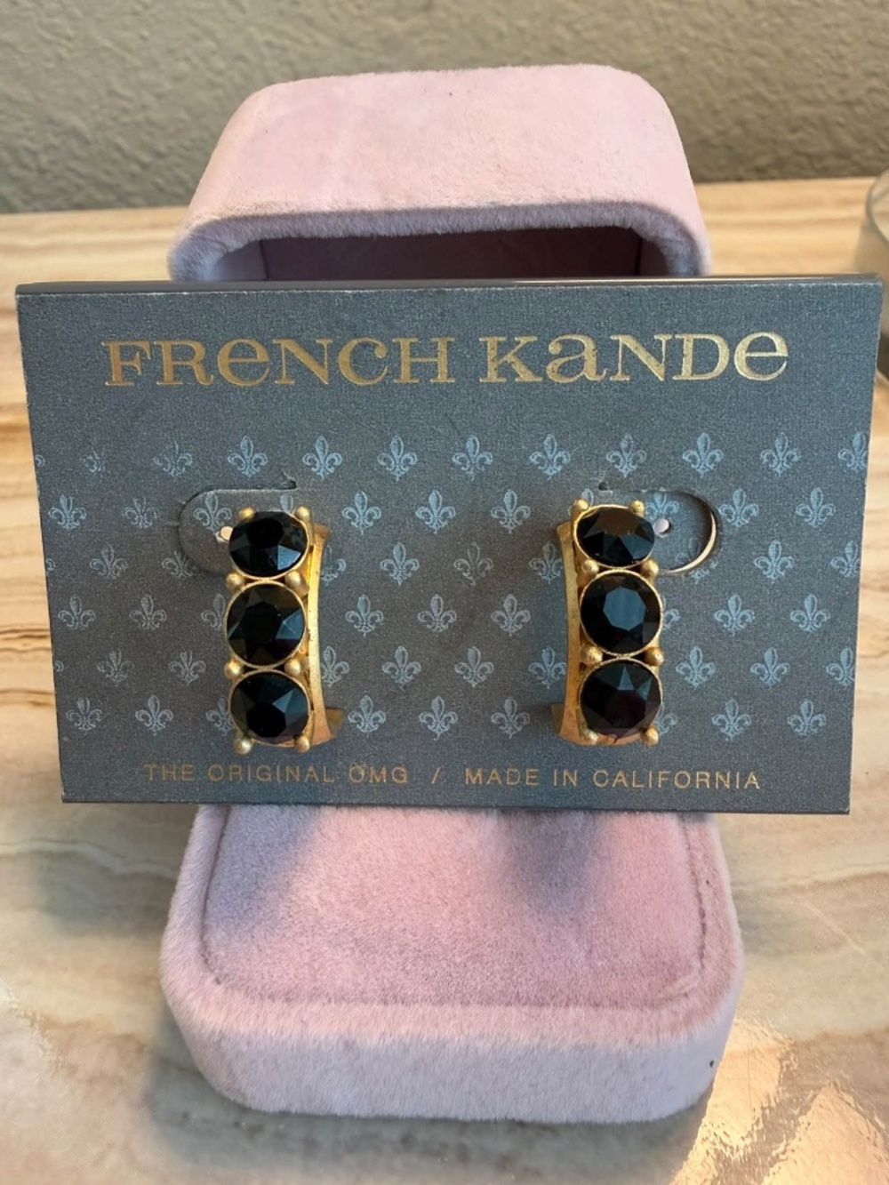 French Kande | Swarovski Huggie Earrings With Jet Crystals